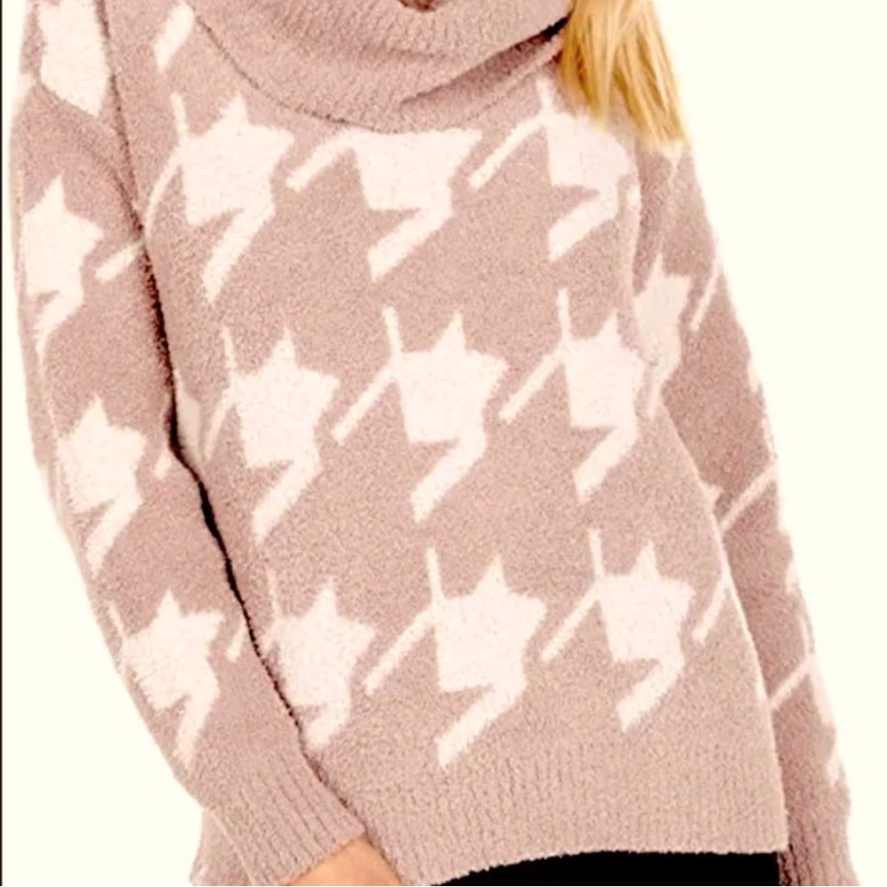 Barefoot Dreams houndstooth pullover vintage rose XS NWT sweater